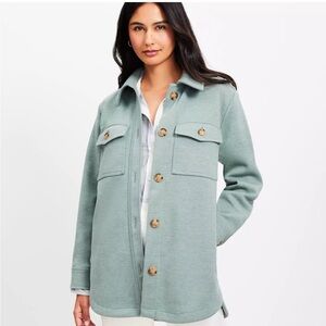 LOFT Green Brushed Shirt Jacket / Shacket - Size Small
